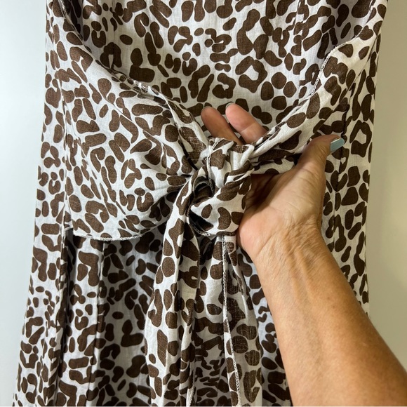 Piazza Del Tempio Anthropologie Brown Animal Print Shift Dress 100% Line… - Picture 6 of 15